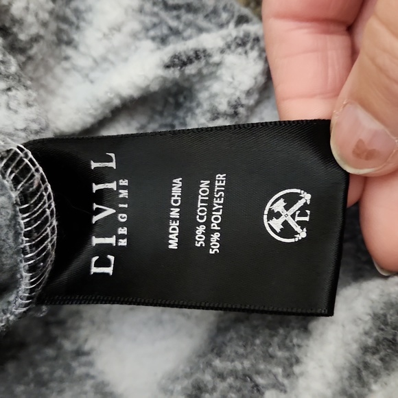 Civil Regime Marble Embroidered Rose Stripe Sleeve Hoodie Size Small - Picture 14 of 16